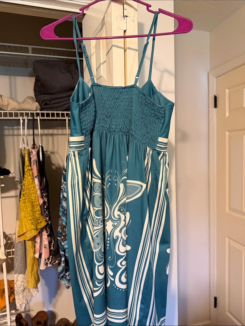 Forever 21 Teal and White Striped V-Neck Sundress - Picture 2 of 3